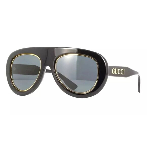 NEW GUCCI GG1152S 001 UNISEX BLACK WITH GOLD RIM AVIATORSUNGLASSES